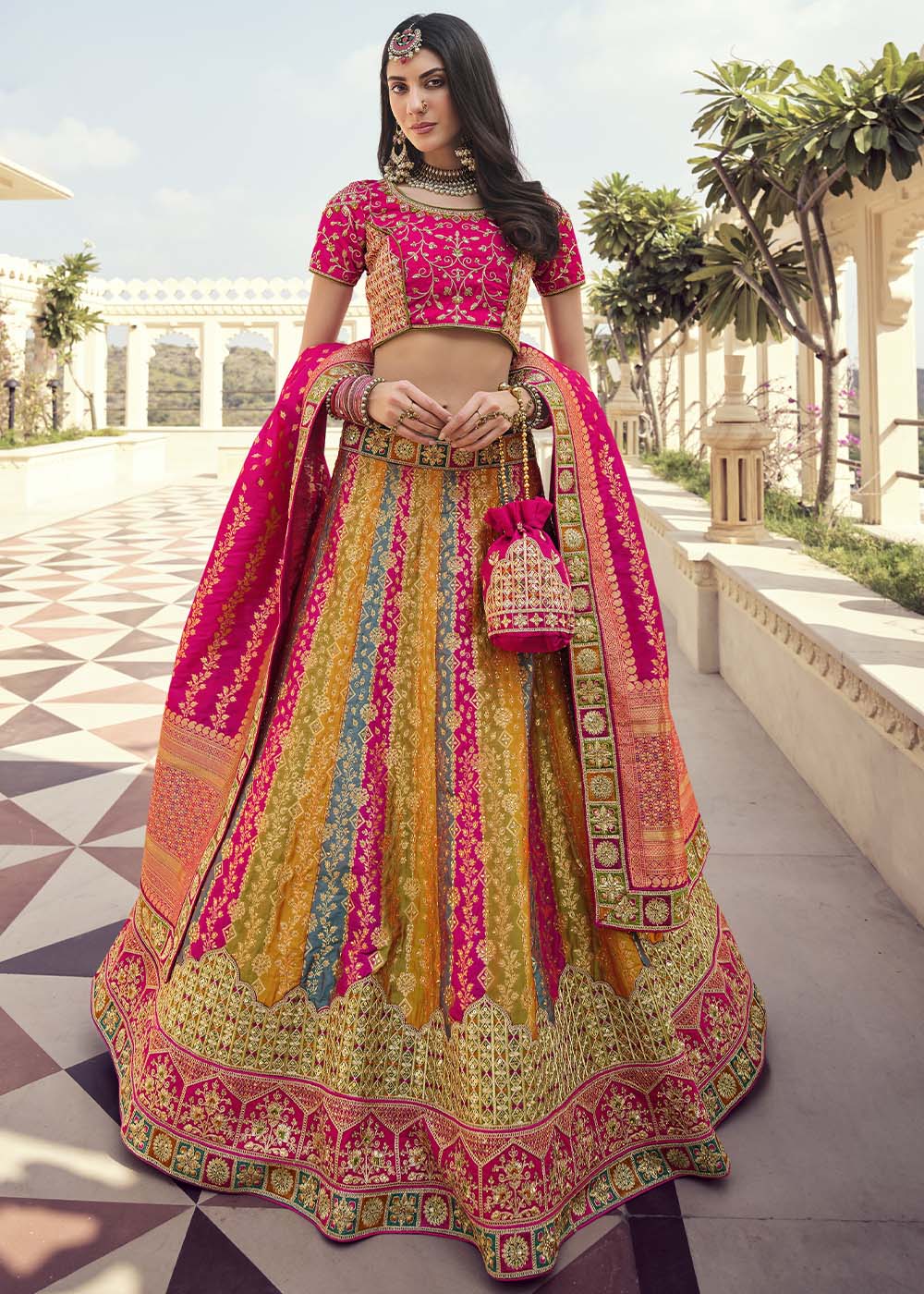 Equator Multi Colour Banarasi Silk Lehenga Choli