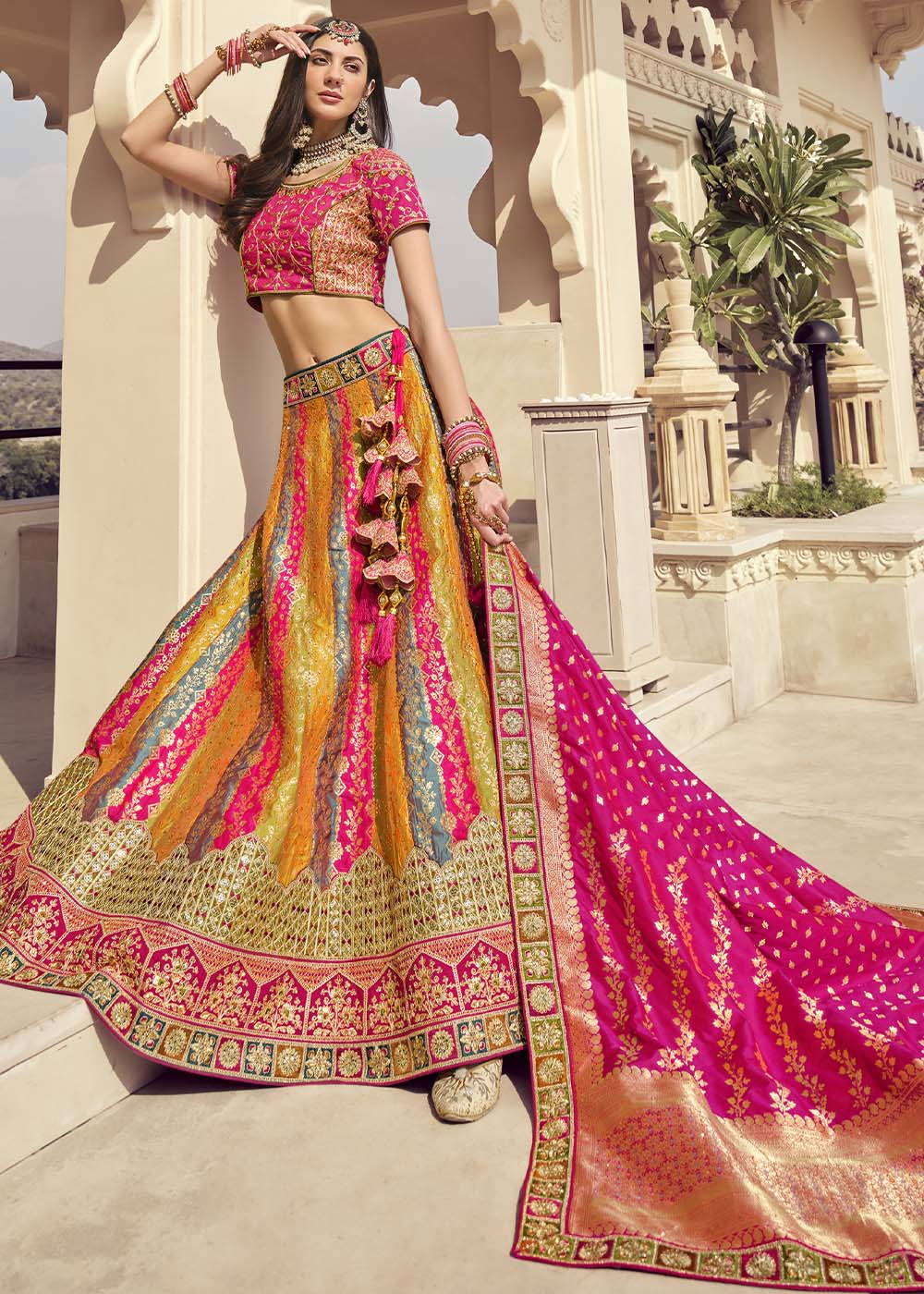 Equator Multi Colour Banarasi Silk Lehenga Choli