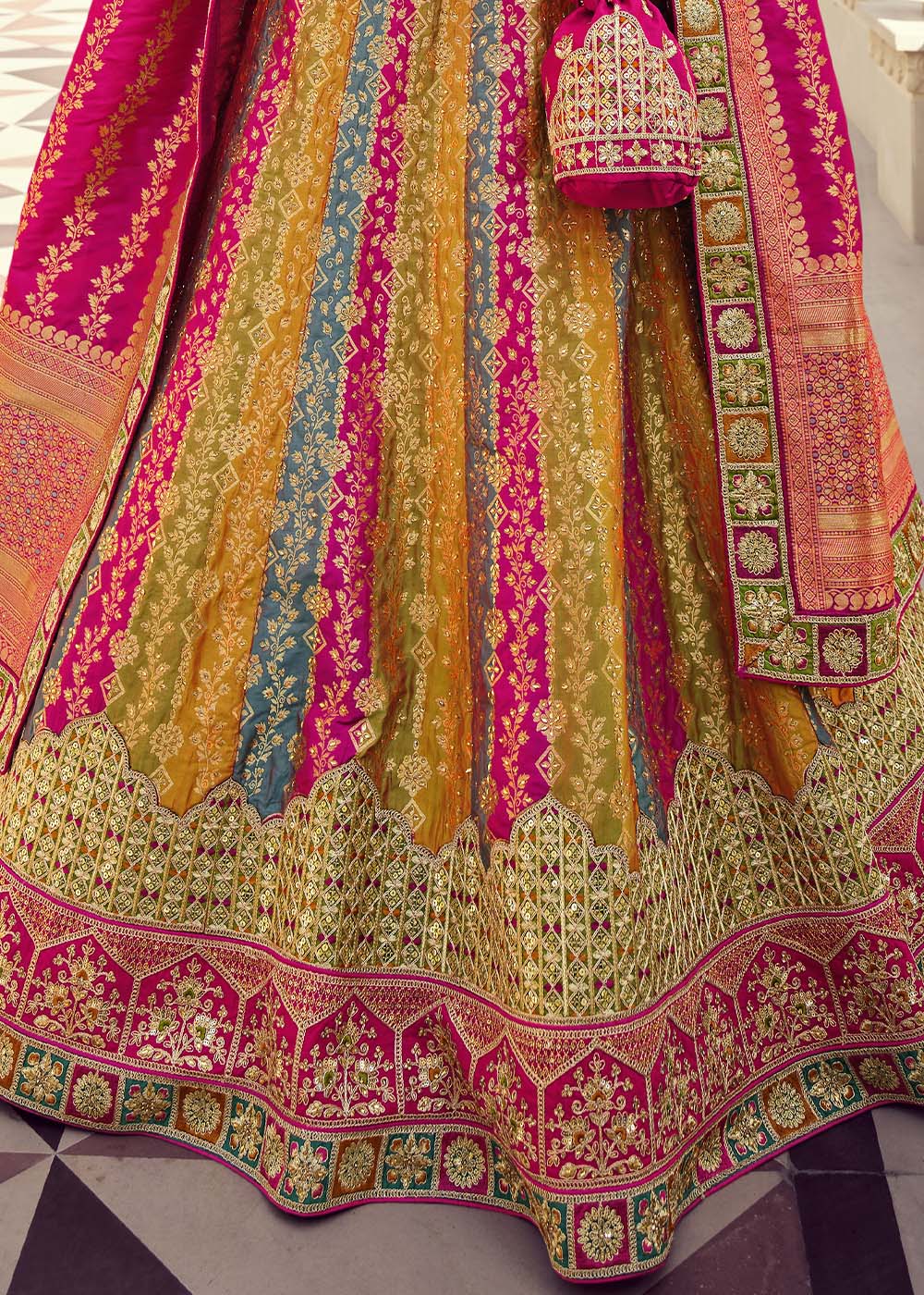 Equator Multi Colour Banarasi Silk Lehenga Choli