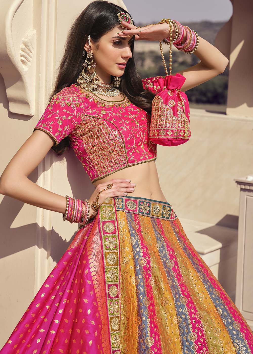 Equator Multi Colour Banarasi Silk Lehenga Choli