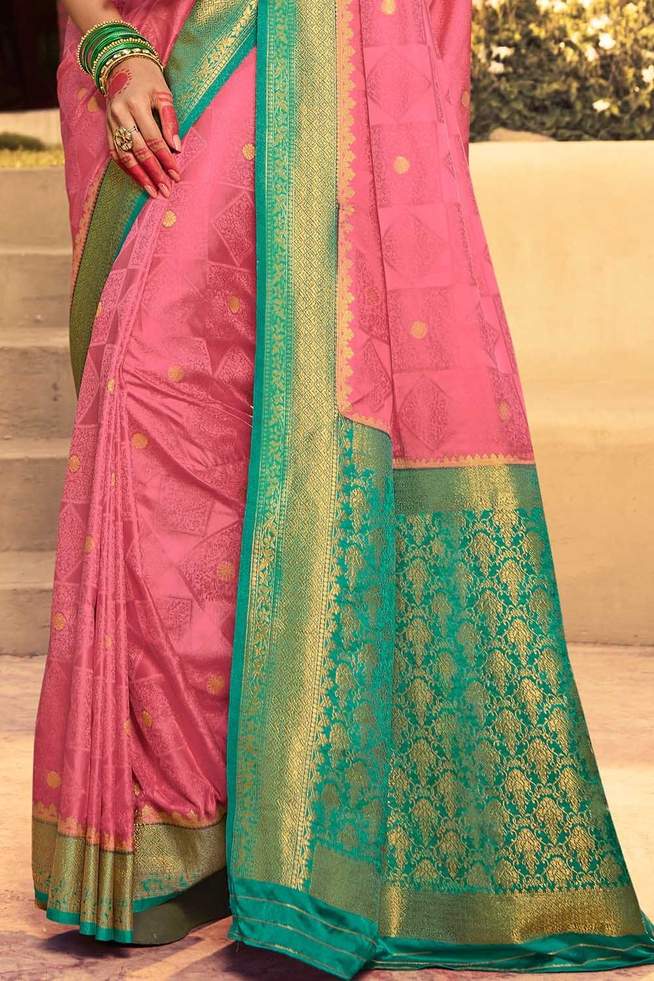 Froly Light Pink Zari Woven Kanjivaram Saree