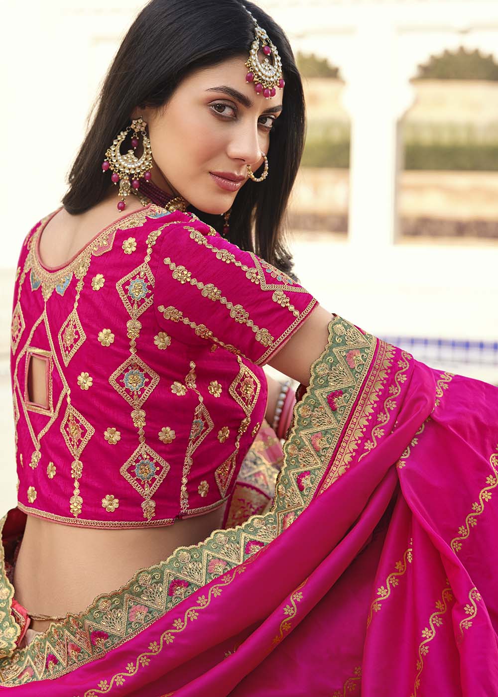 Cabaret Pink Banarasi Silk Lehenga Choli