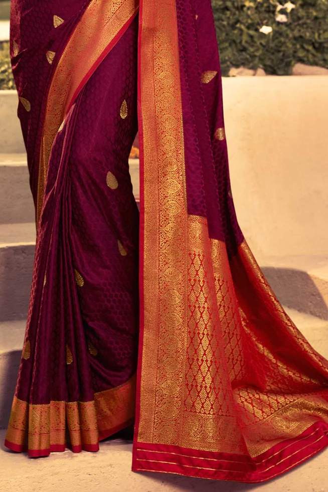 Persian Plum Purple Zari Woven Kanjivaram Saree