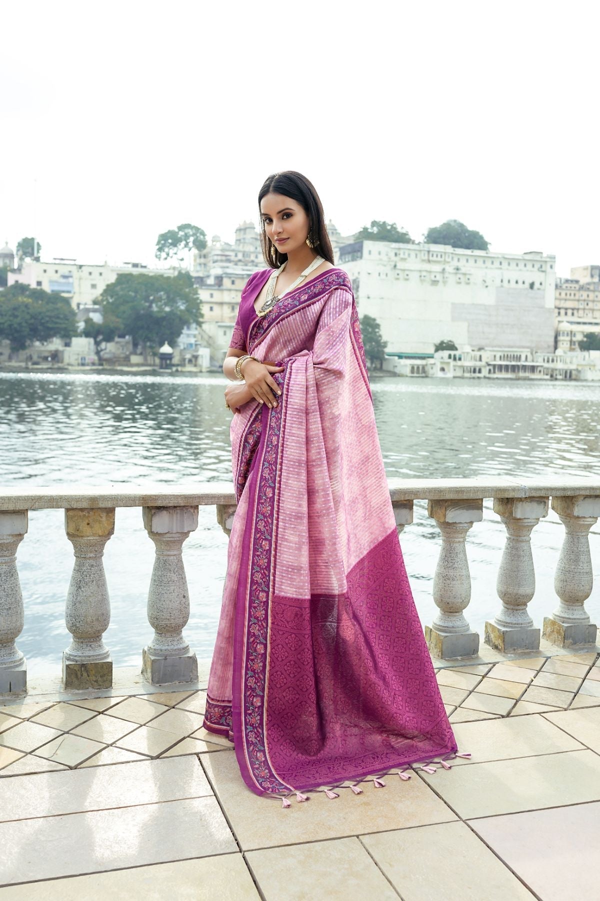 Cavern Pink Cotton Silk Saree