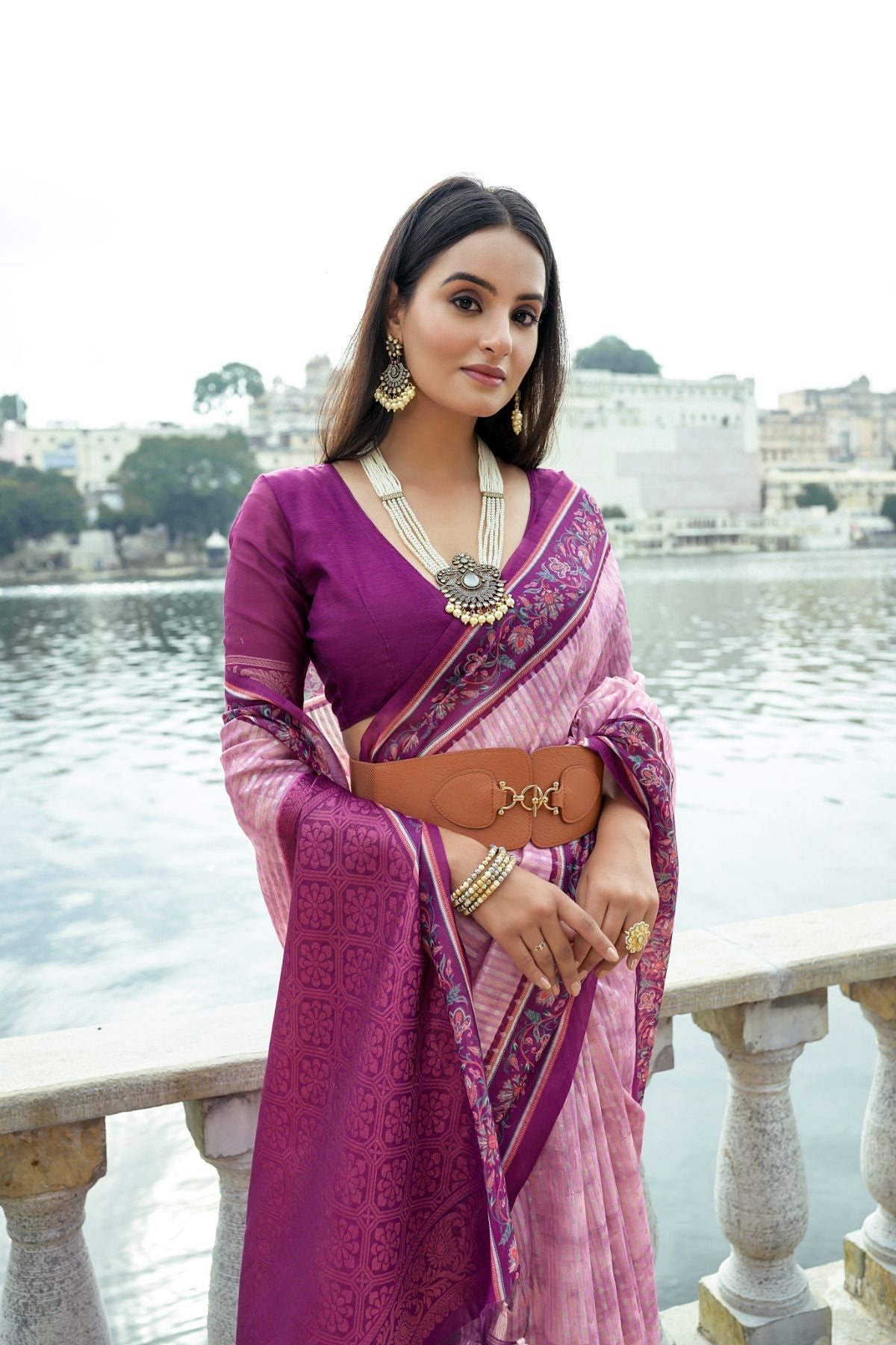 Cavern Pink Cotton Silk Saree