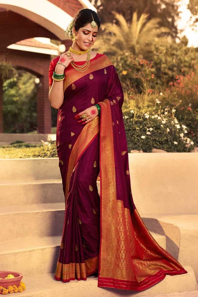 Persian Plum Purple Zari Woven Kanjivaram Saree