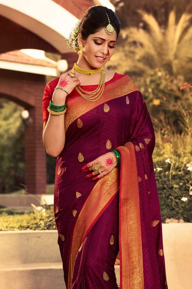 Persian Plum Purple Zari Woven Kanjivaram Saree