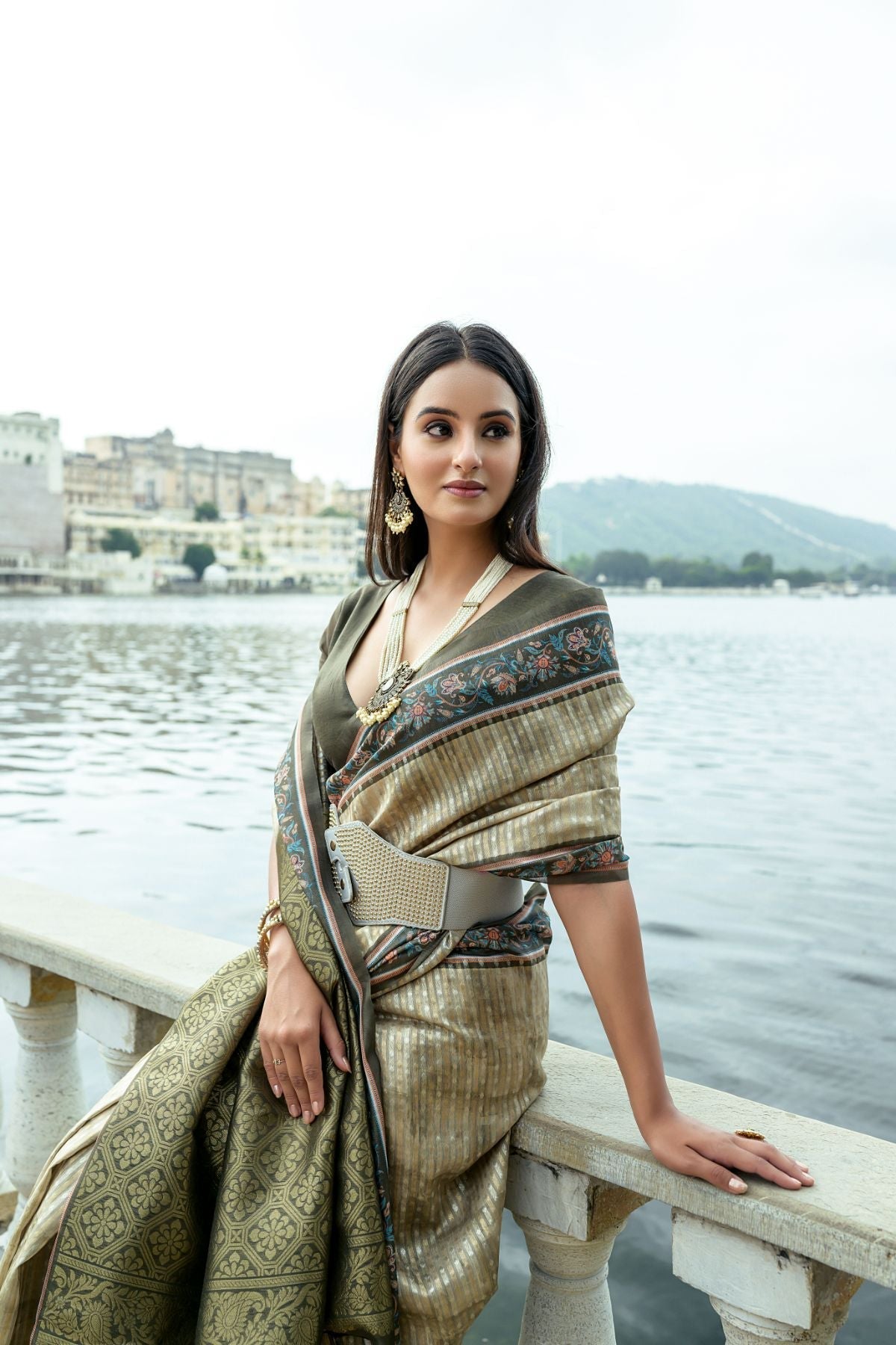 Shadow Green Cotton Silk Saree