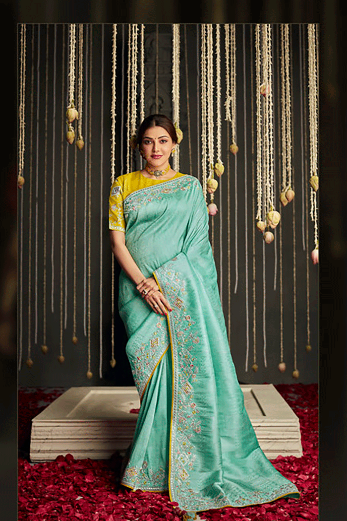 Sinbad Blue Zari Woven Designer Banarasi Saree