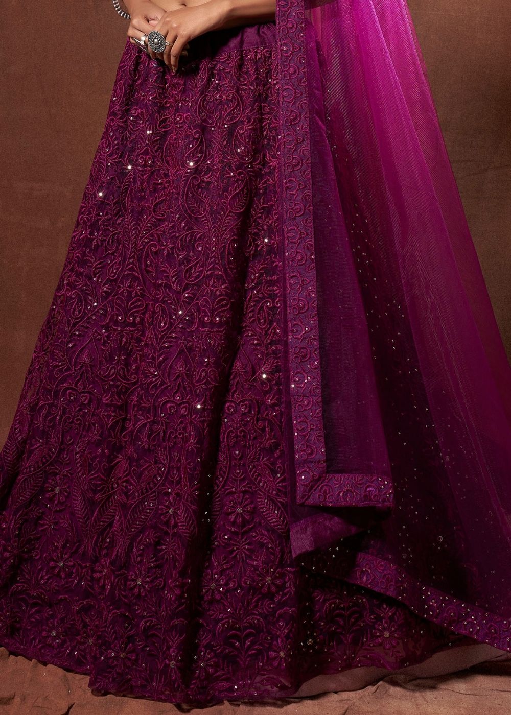 Camelot Purple Designer Soft Net Lehenga Choli