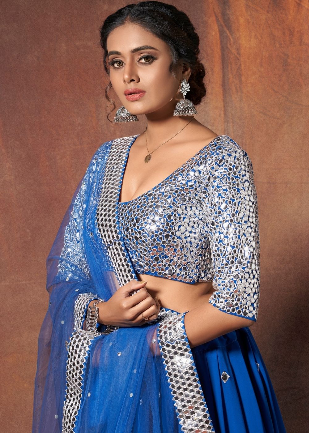 Catalina Blue Designer Georgette Lehenga