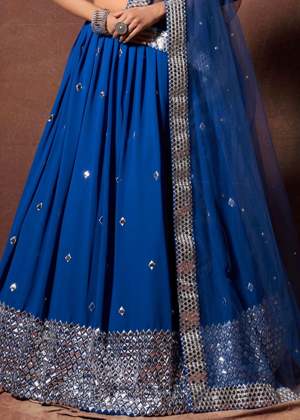 Catalina Blue Designer Georgette Lehenga