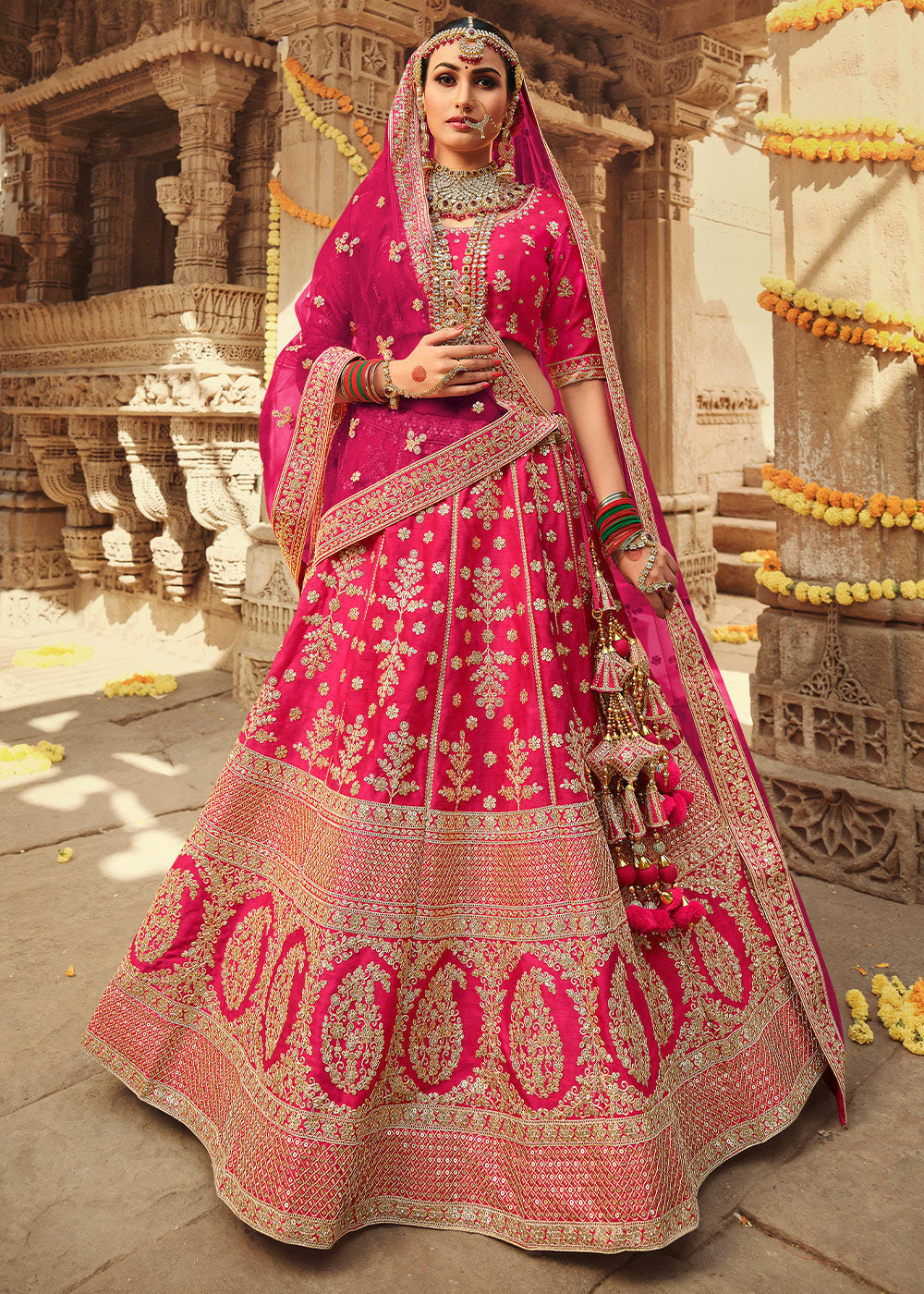 Cabaret Pink Silk Lehenga Choli With Heavy Zari Embroidery