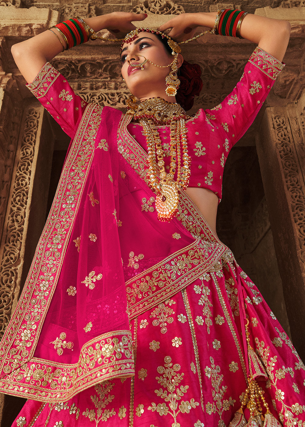 Cabaret Pink Silk Lehenga Choli With Heavy Zari Embroidery