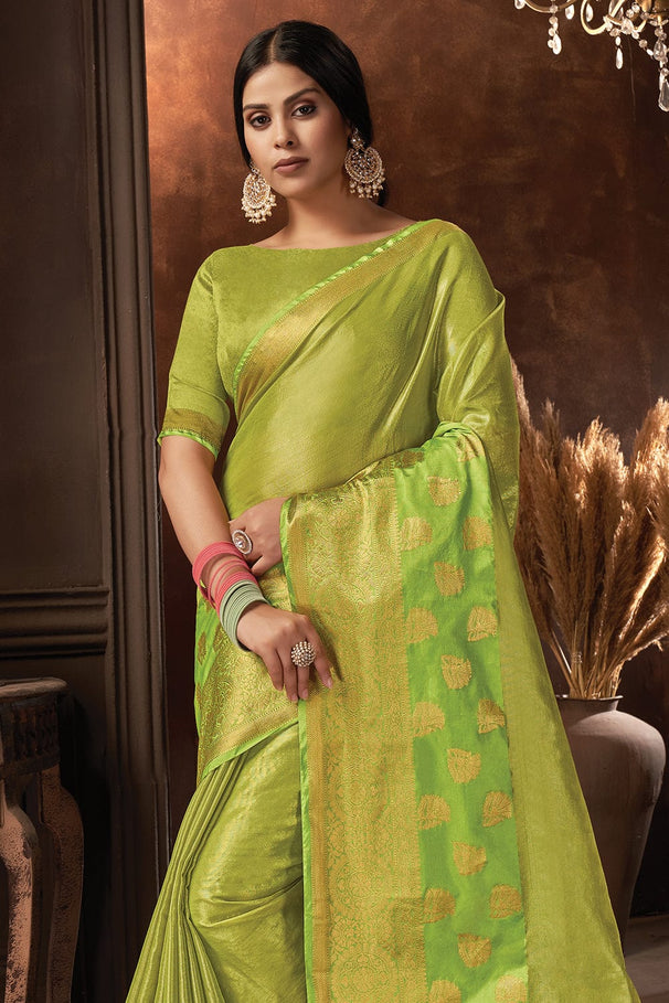 Pastel Green Organza Saree