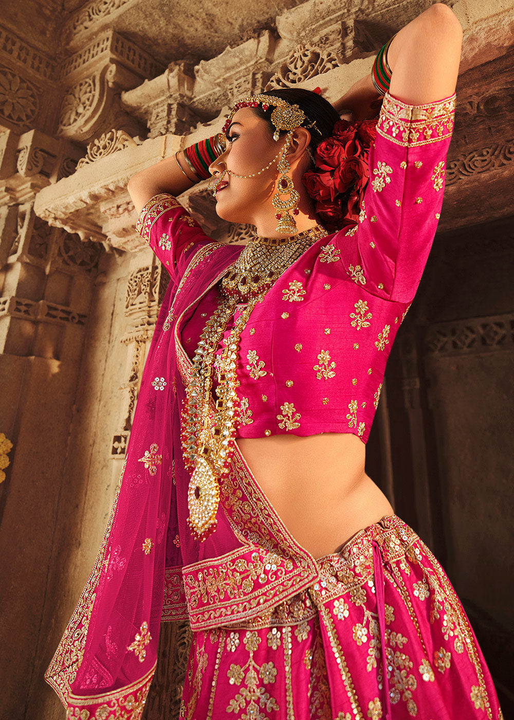 Cabaret Pink Silk Lehenga Choli With Heavy Zari Embroidery