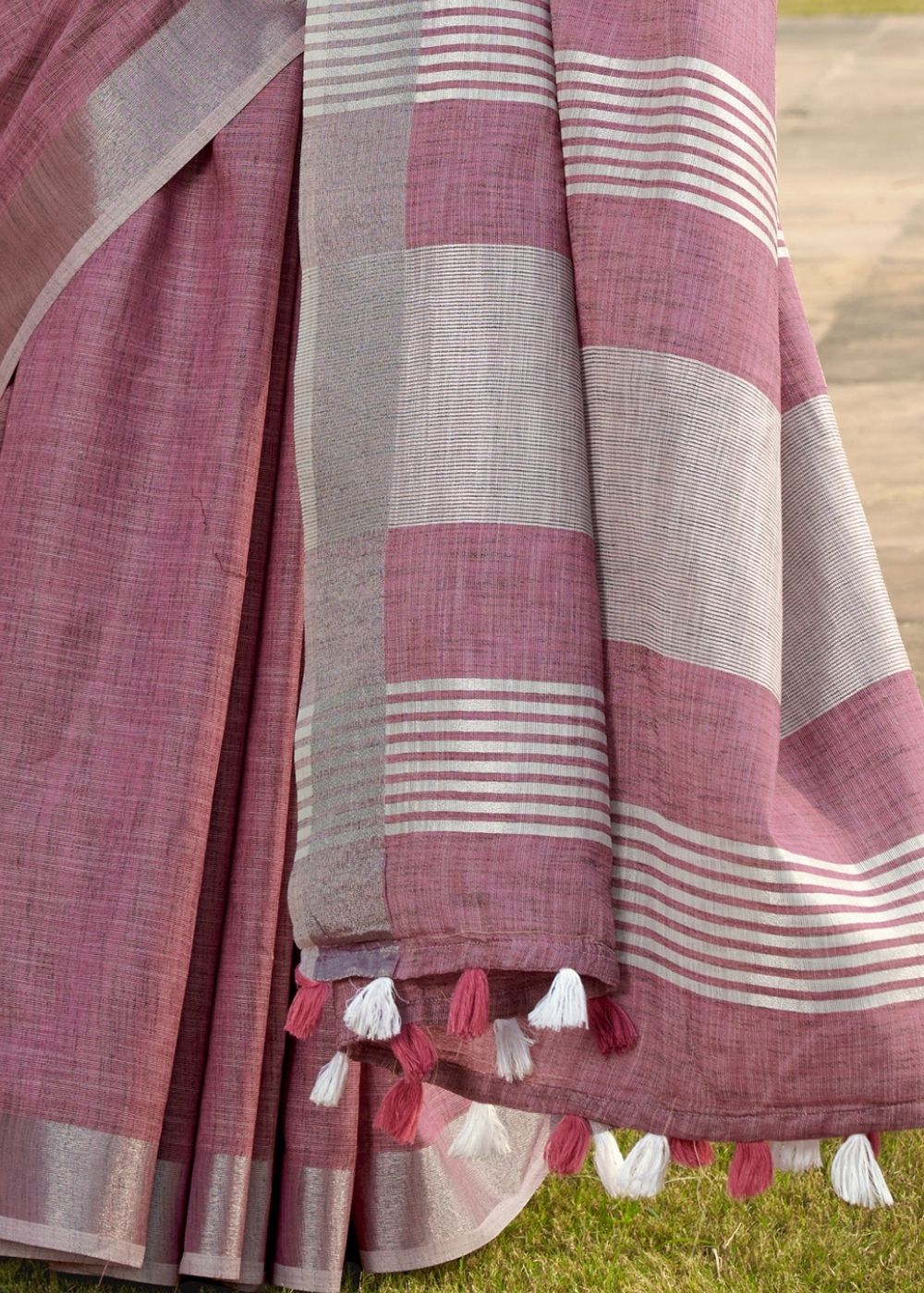 Pearl Purple Soft Linen Silk Saree