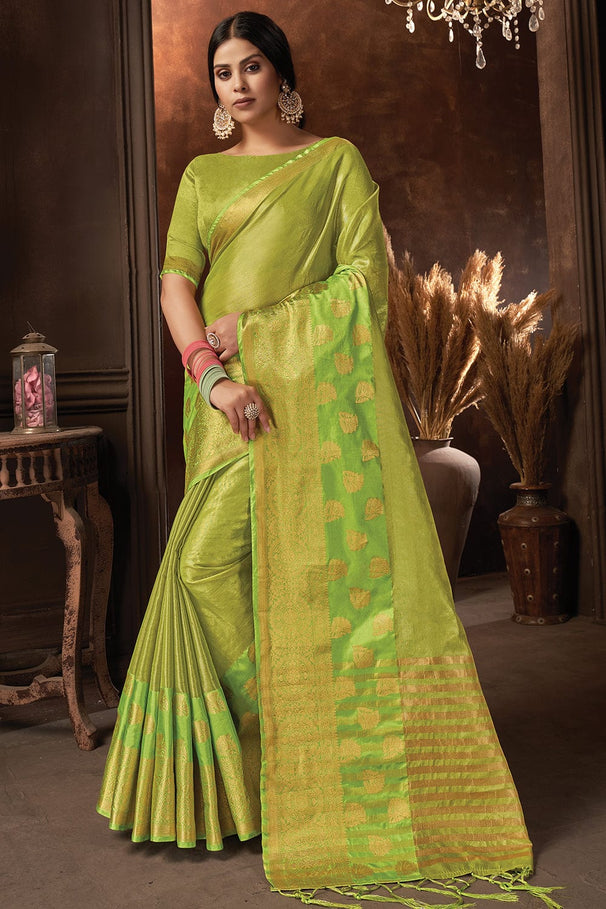 Pastel Green Organza Saree