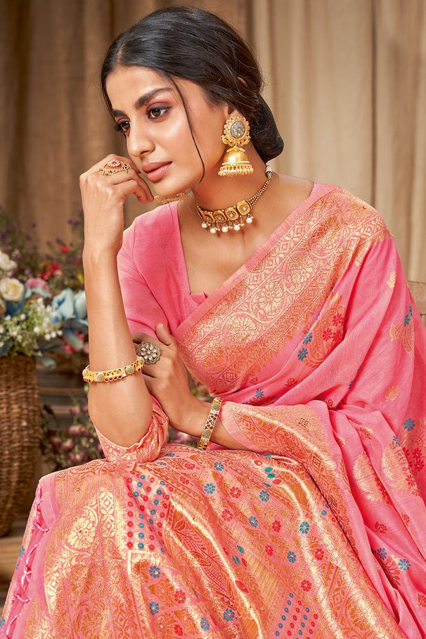 Sea Pink Cotton Saree