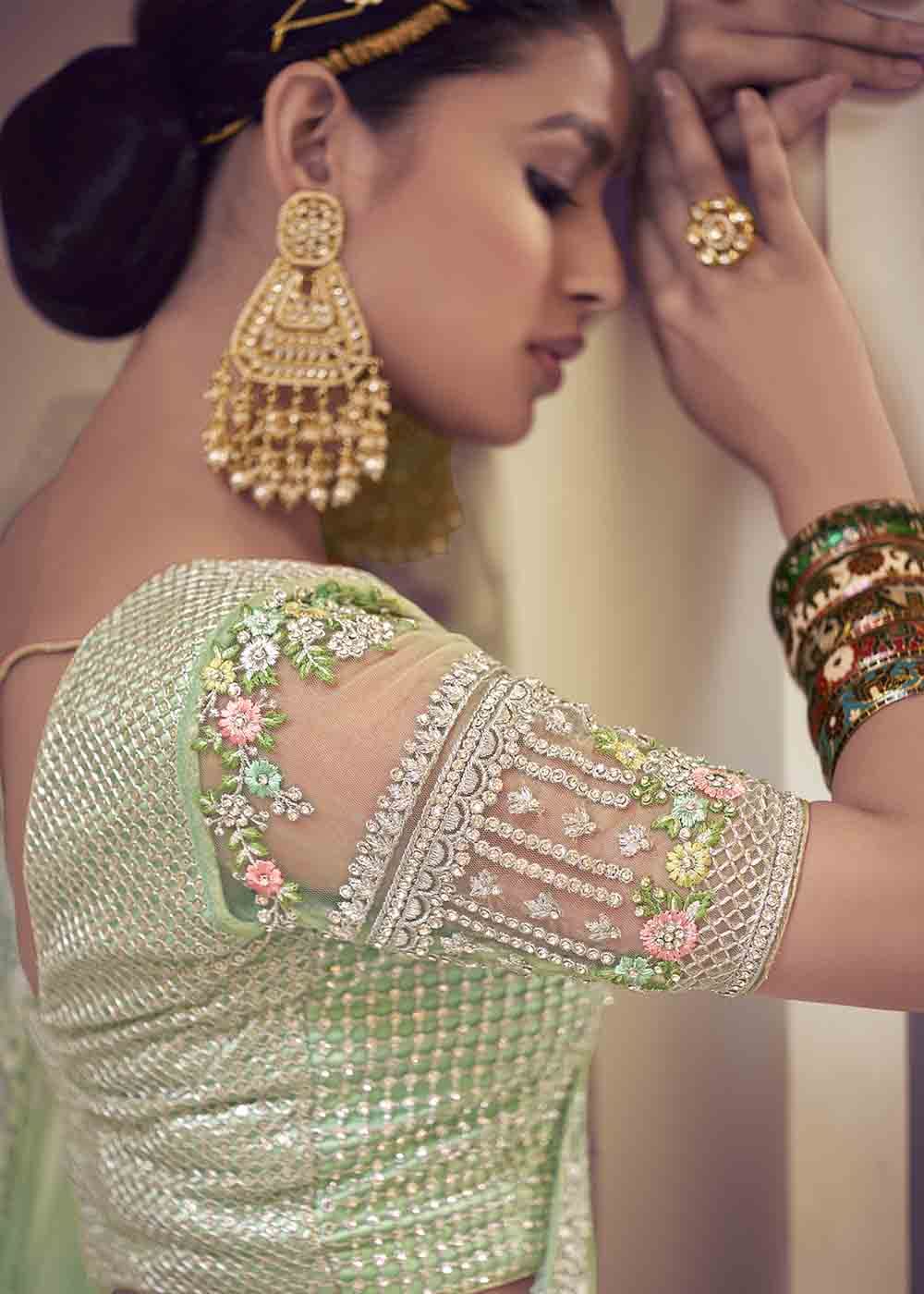 Caper Pista Net Lehenga Choli