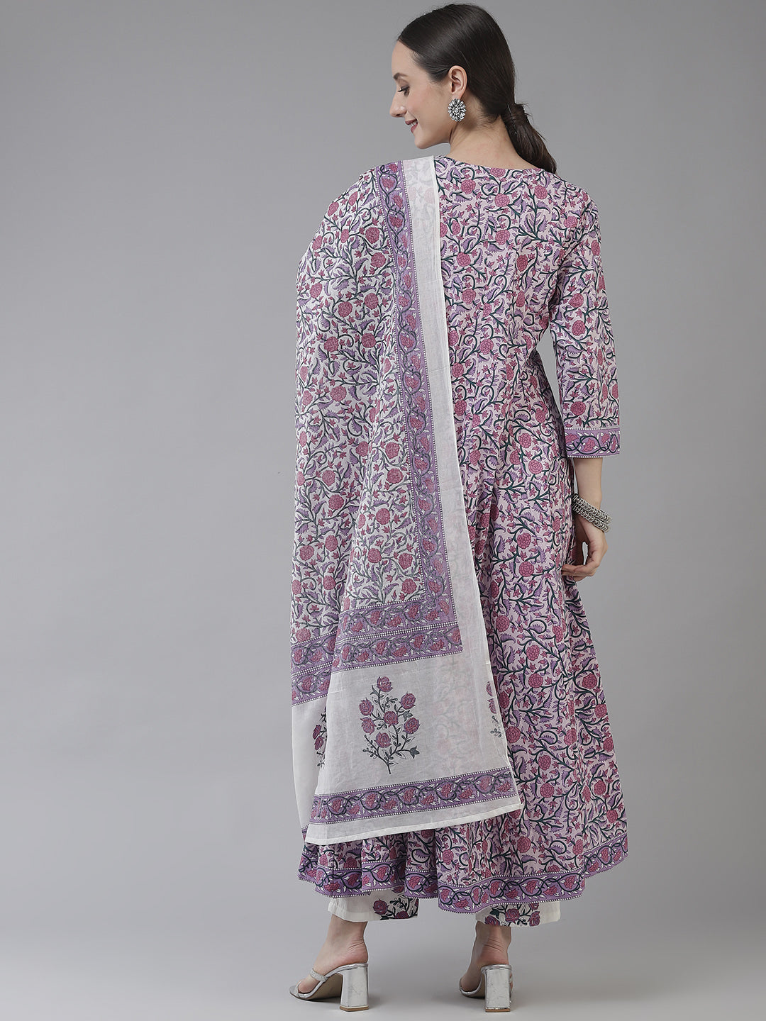 Mobster Lavender Ethnic Motifs Cotton Dupatta Set