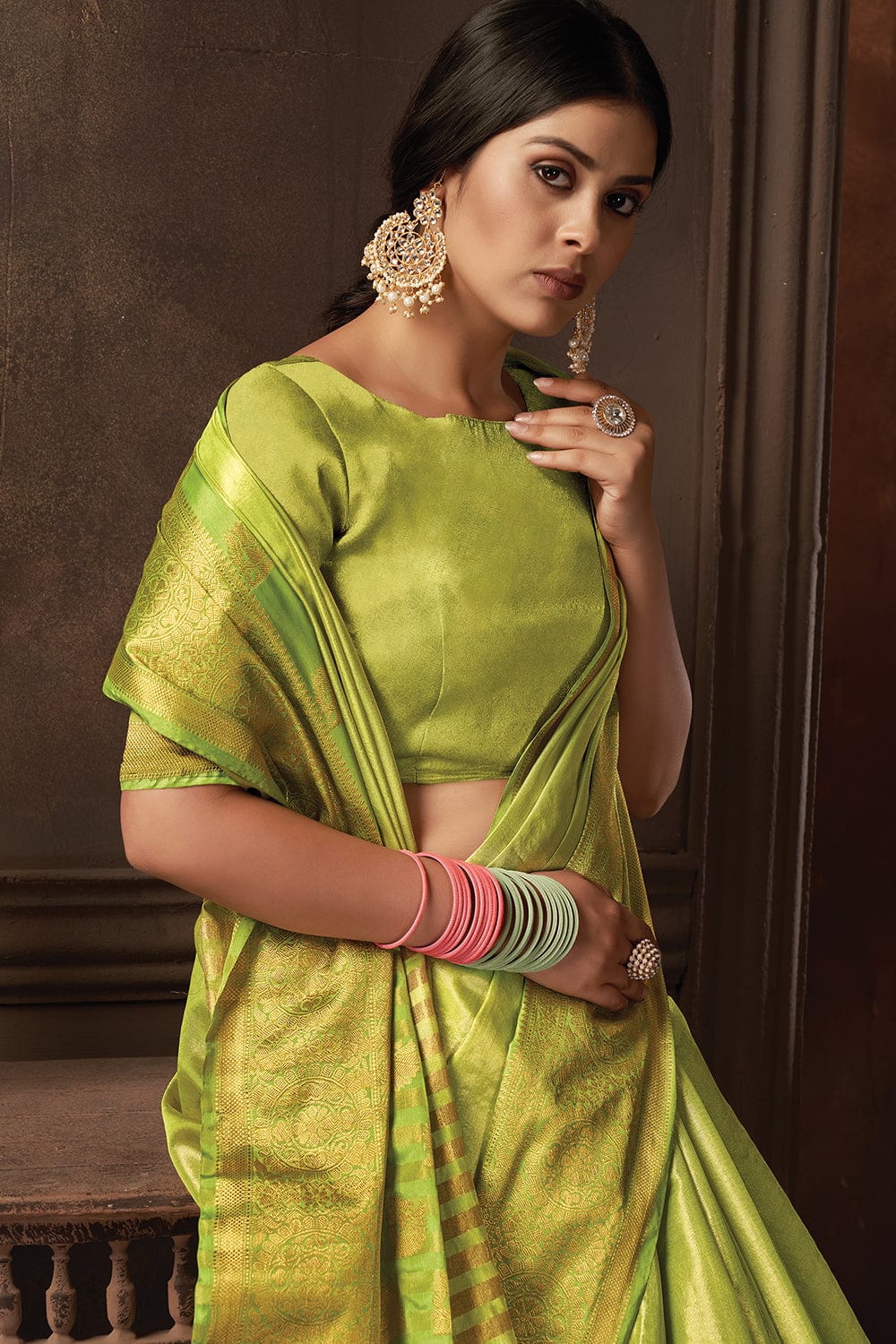 Pastel Green Organza Saree