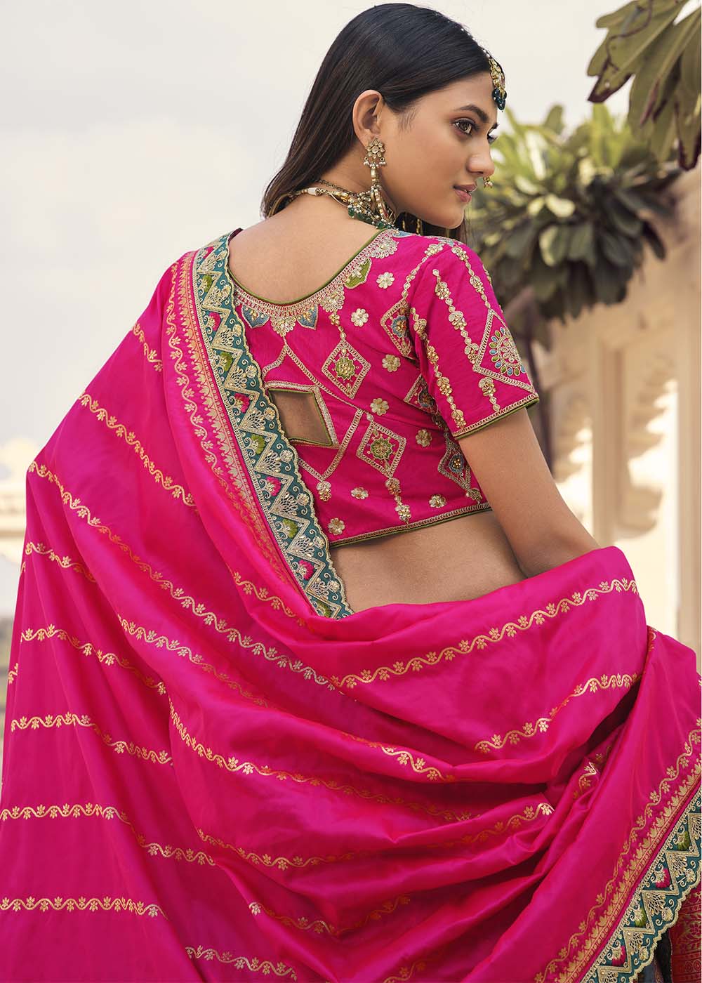 Sark Multi Colour Banarasi Silk Lehenga Choli