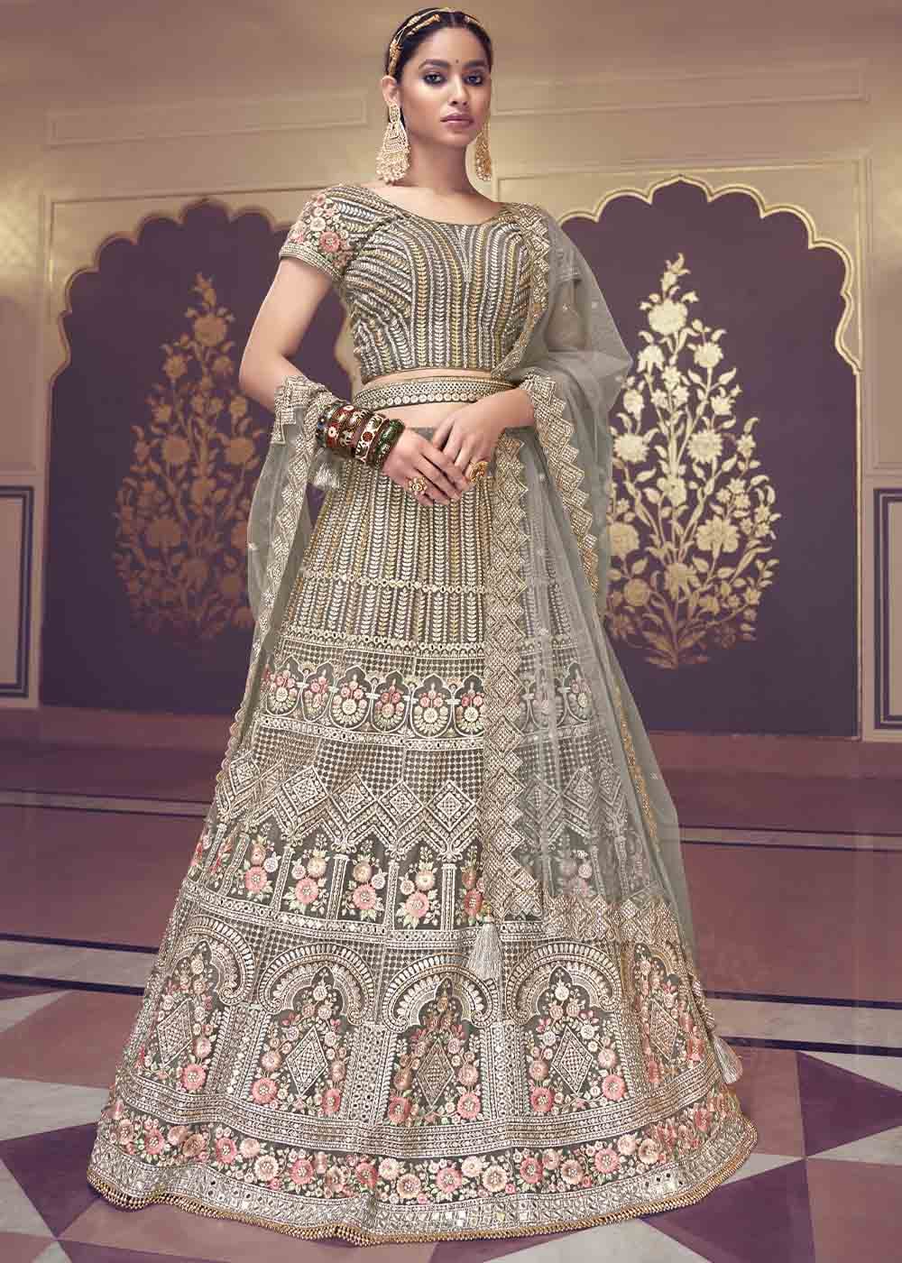 Sandstone Grey Net Lehenga Choli