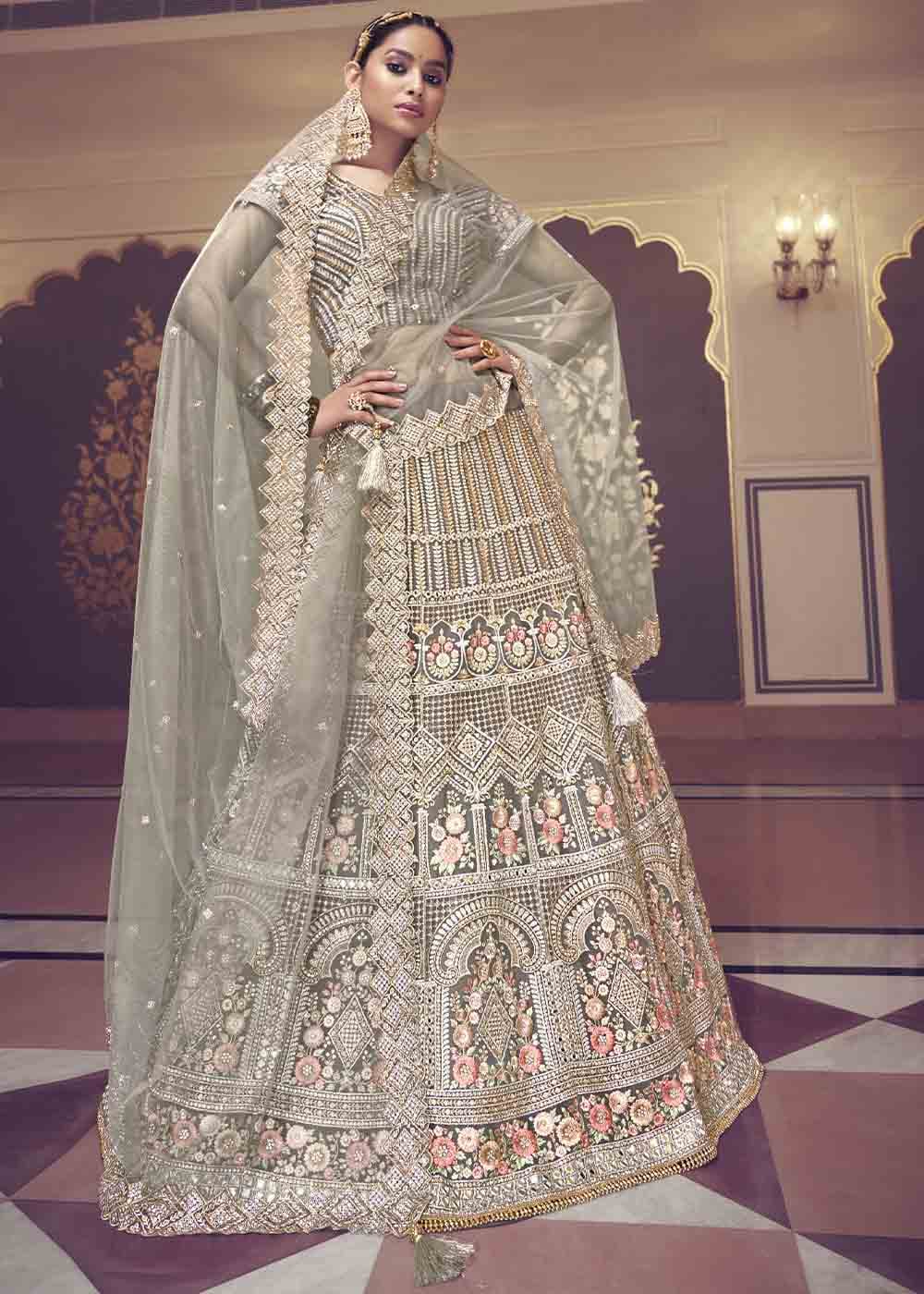 Sandstone Grey Net Lehenga Choli