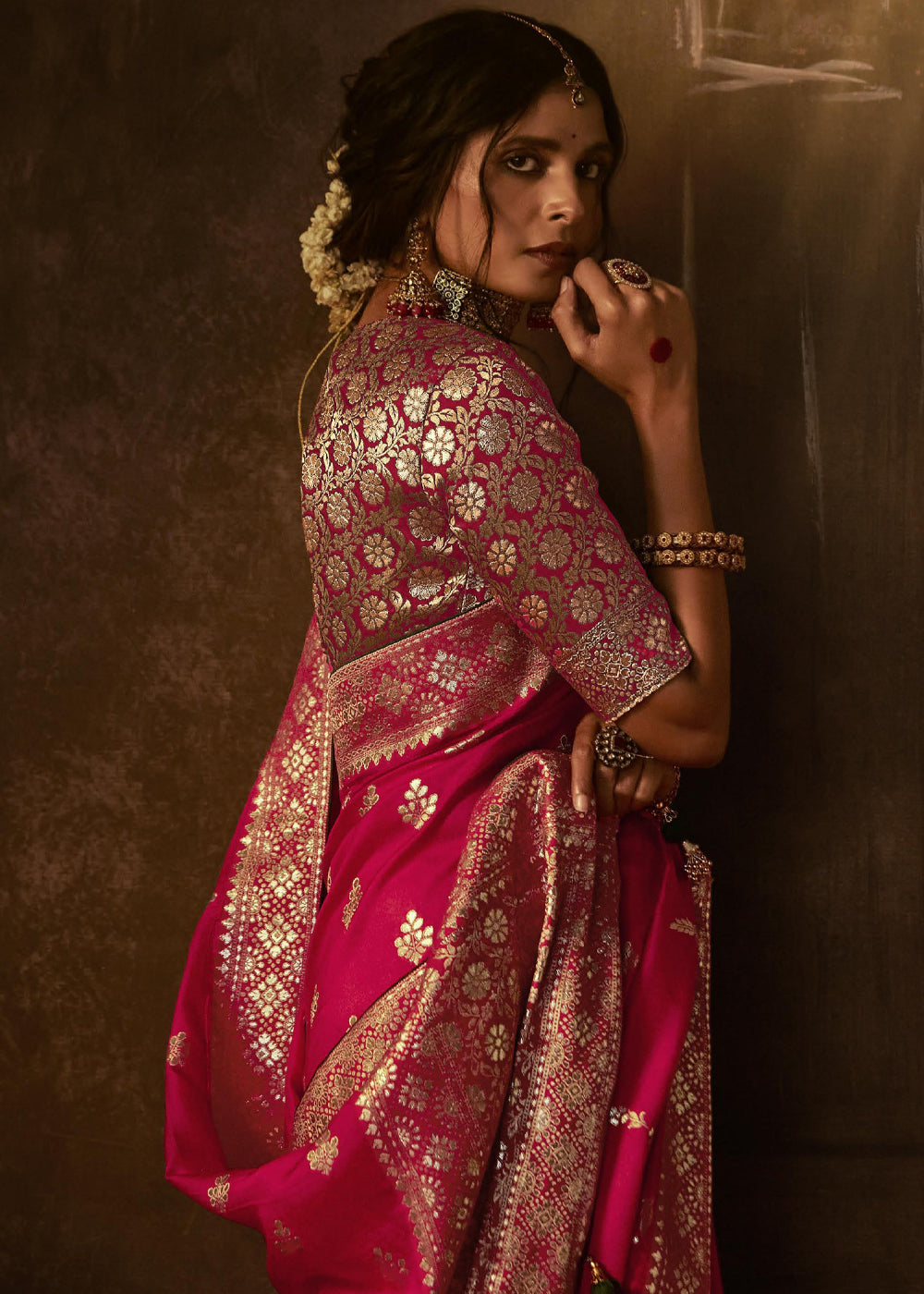 Shiraz Pink Woven Designer Banarasi Silk Saree