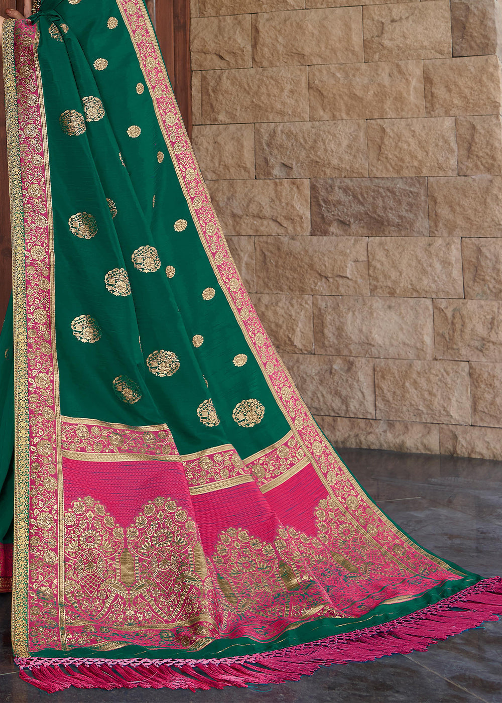 Fun Green Zari Woven Banarasi Silk Saree