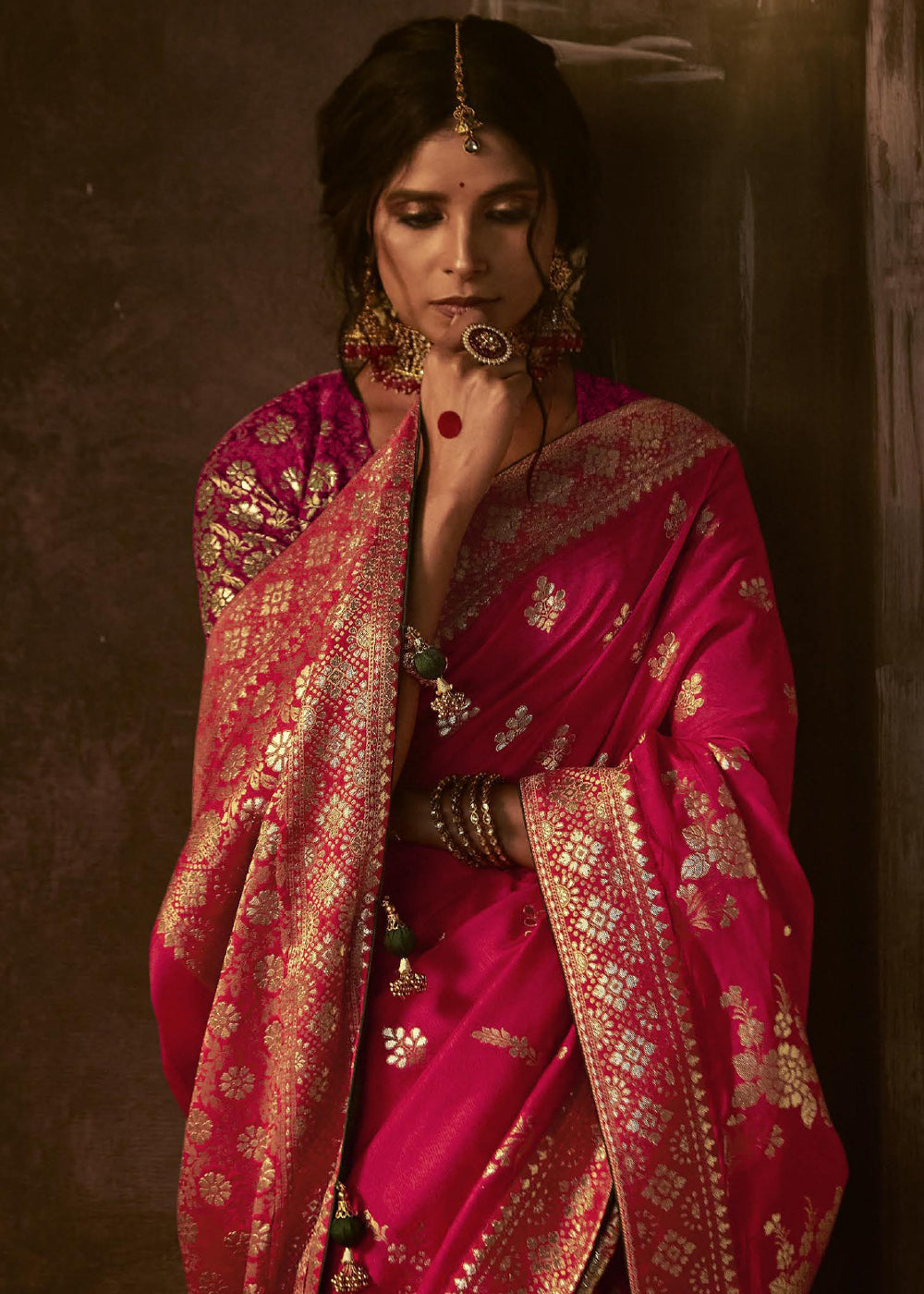 Shiraz Pink Woven Designer Banarasi Silk Saree