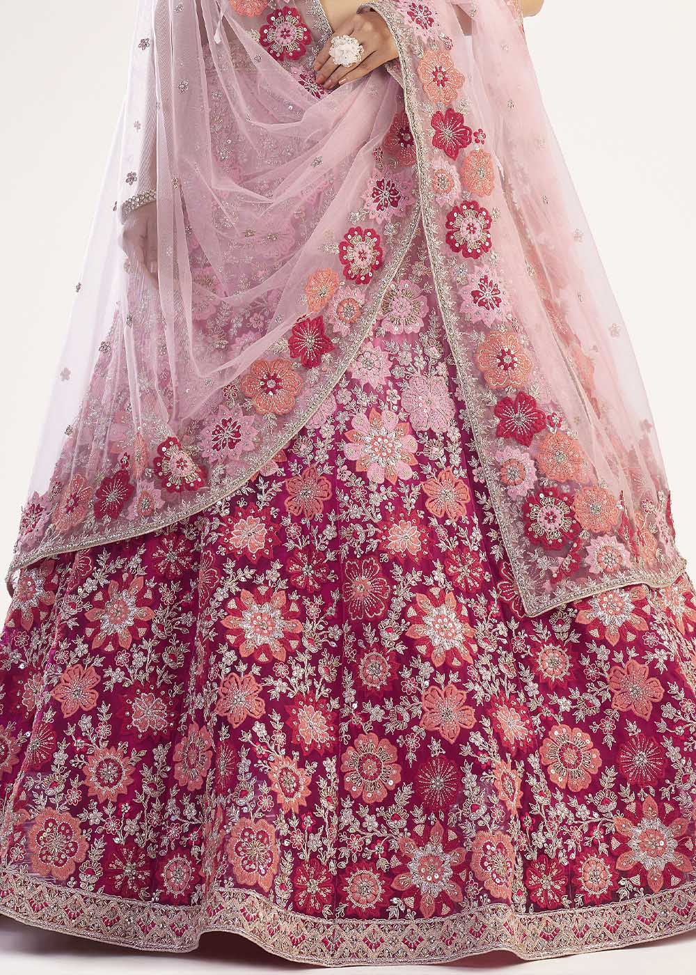 Cinnamon Pink Net Designer Lehenga Choli