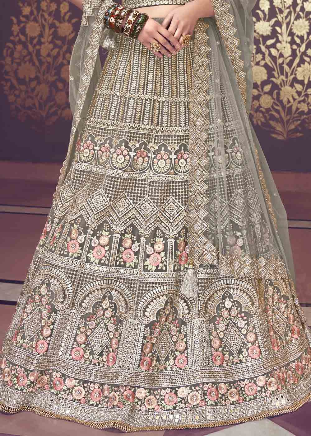 Sandstone Grey Net Lehenga Choli