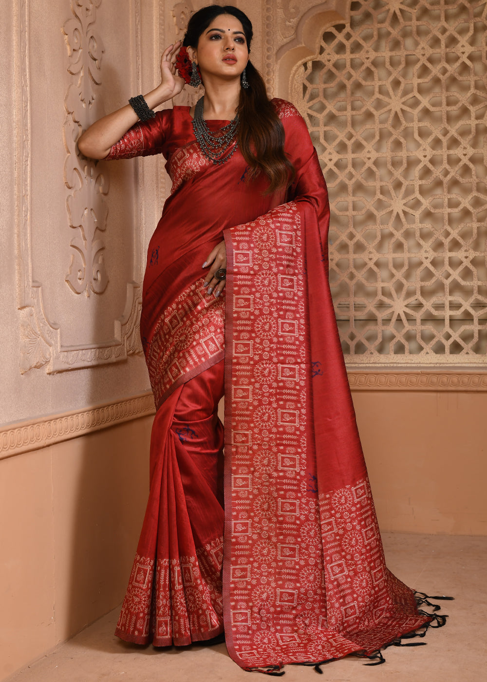 Chestnut Maroon Woven Handloom Cotton Saree