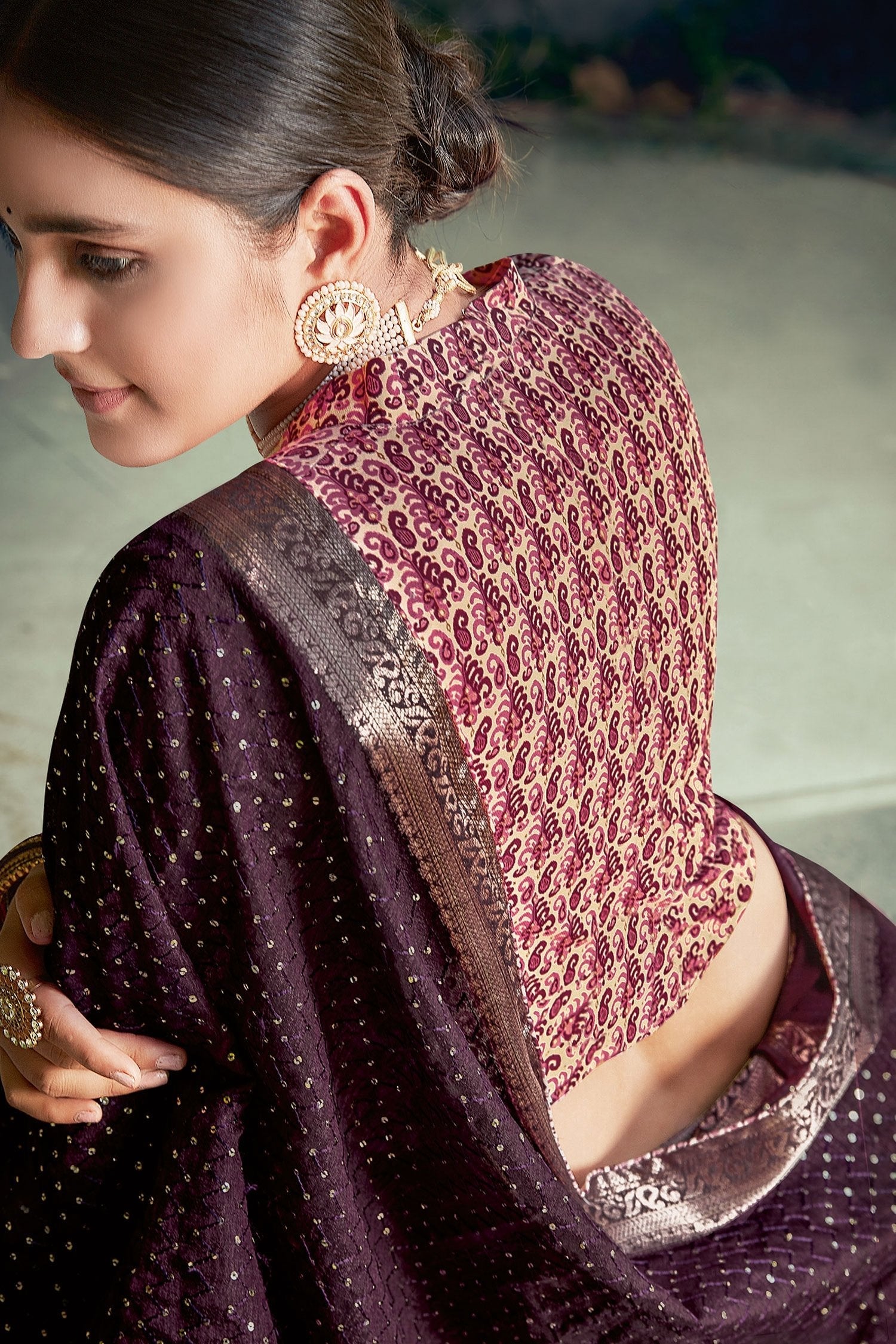 Livid Purple Embroidered Cotton Saree