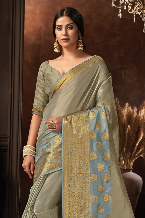 Pablo Grey Organza Saree