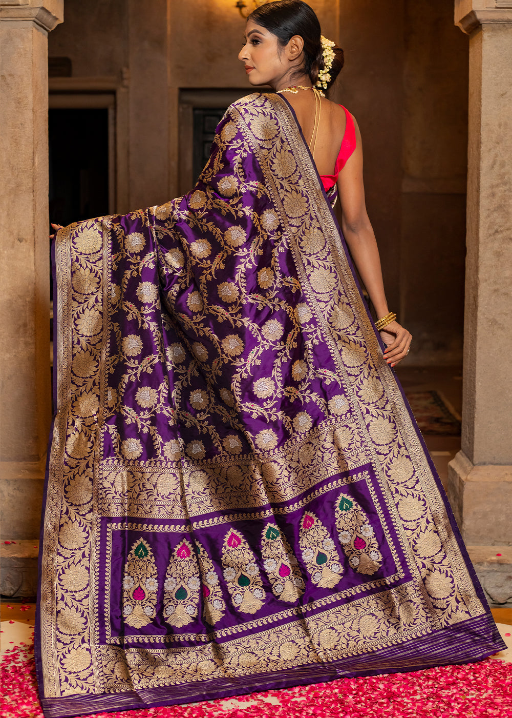 Seance Purple Hand Woven Katan Pure Silk Saree