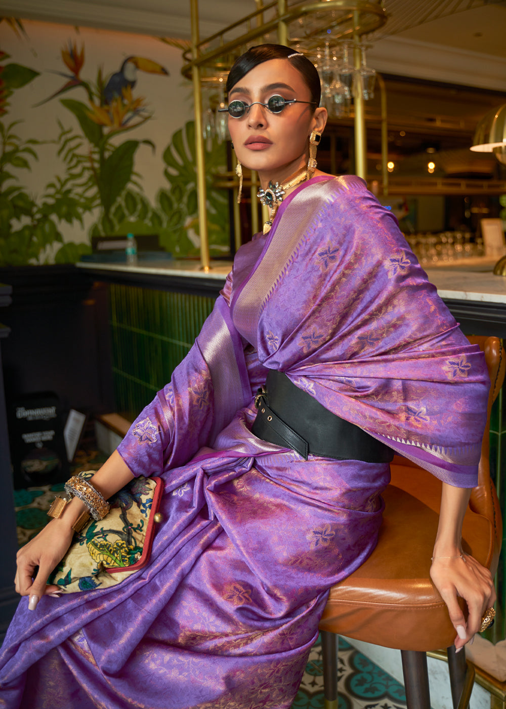 Berry Purple Woven Organza Silk Saree