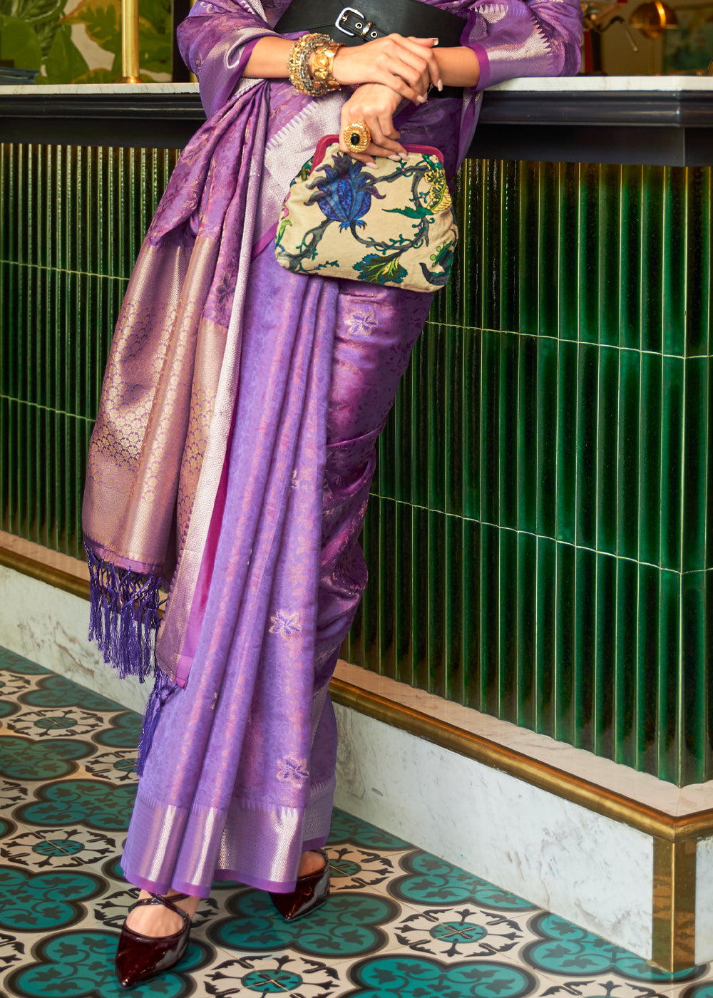 Berry Purple Woven Organza Silk Saree