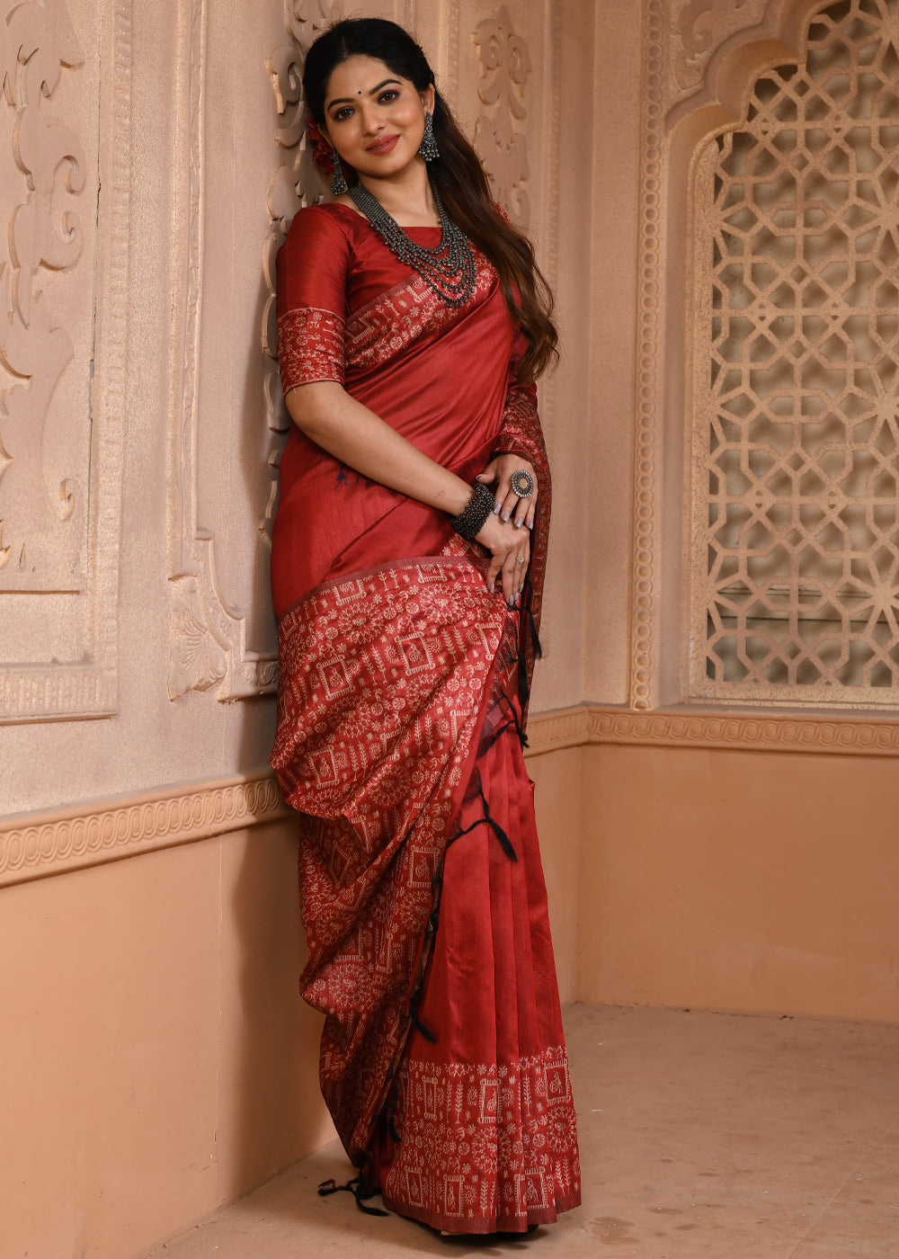 Chestnut Maroon Woven Handloom Cotton Saree