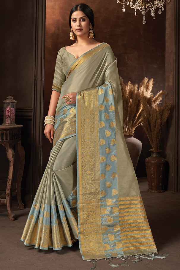 Pablo Grey Organza Saree