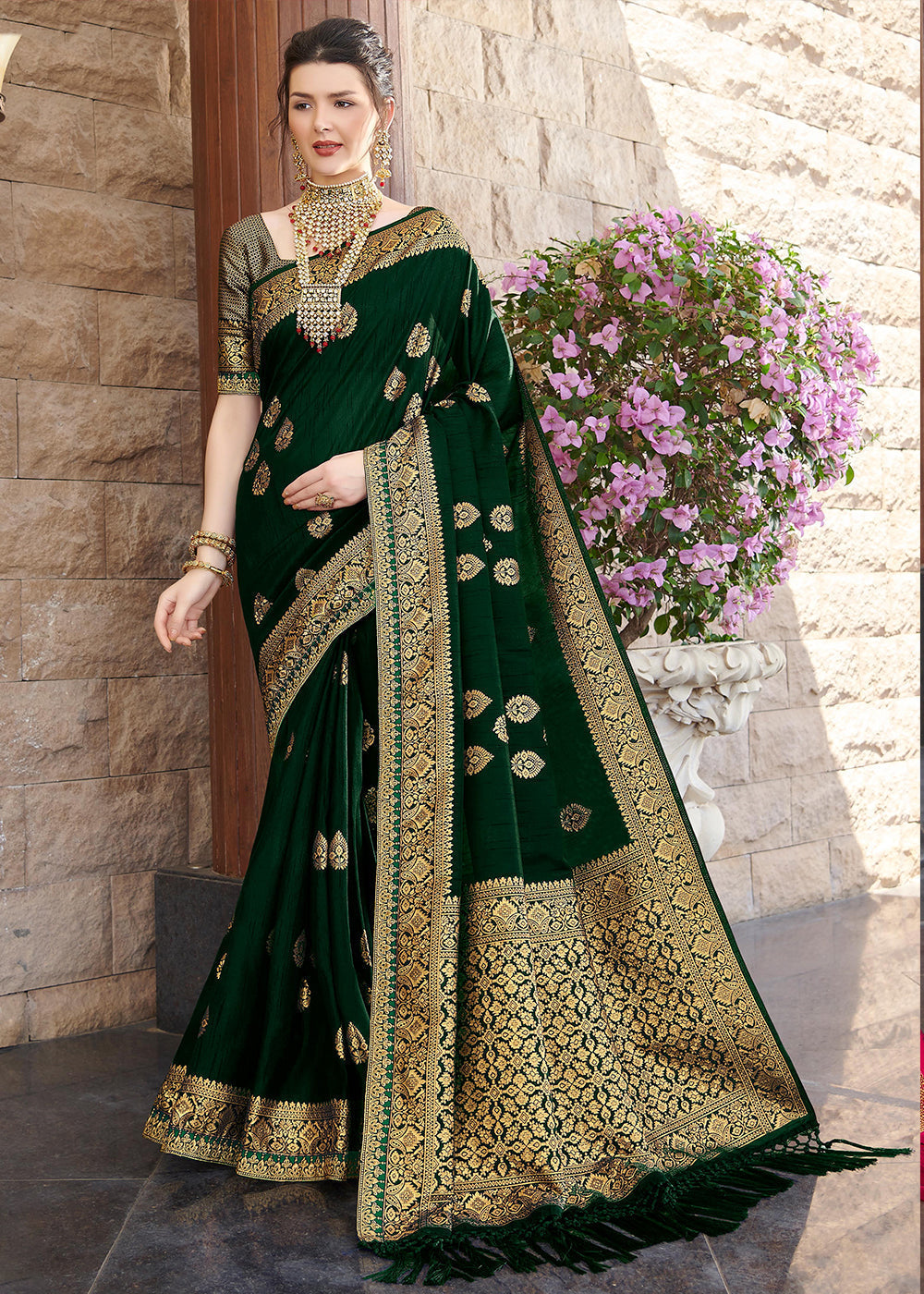 Palm Green Zari Woven Banarasi Silk Saree