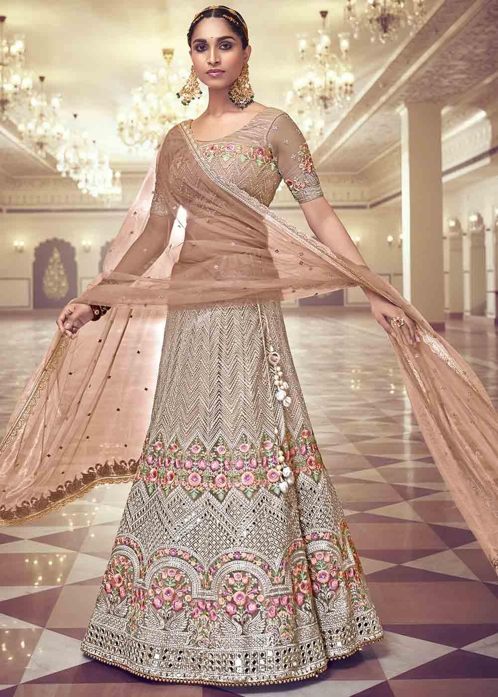 Brandy Rose Brown Net Lehenga Choli