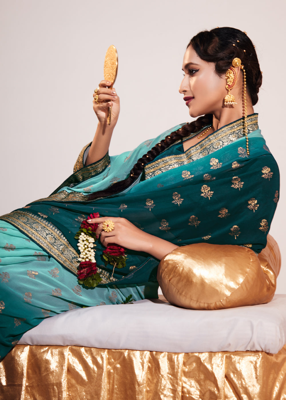 Keppel Blue Woven Georgette Silk Saree