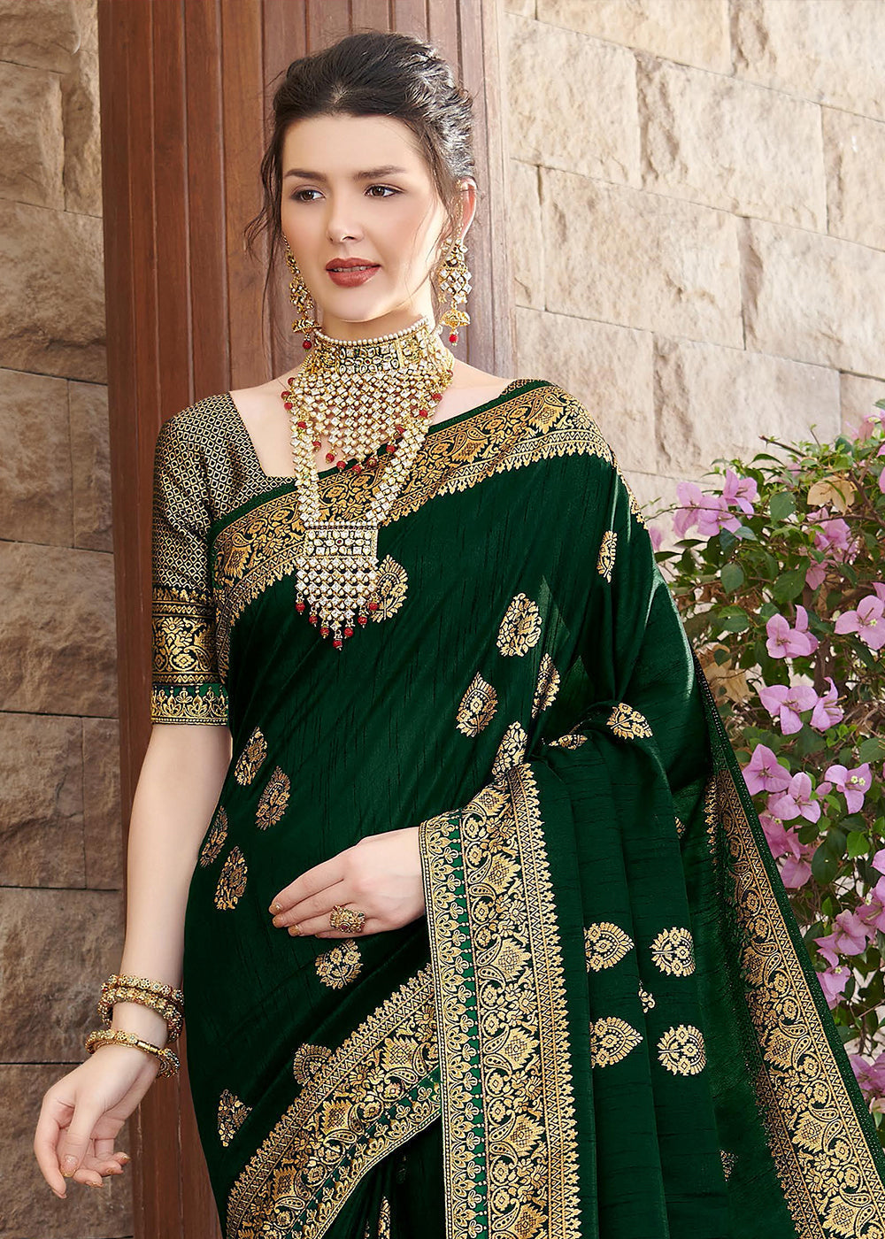 Palm Green Zari Woven Banarasi Silk Saree