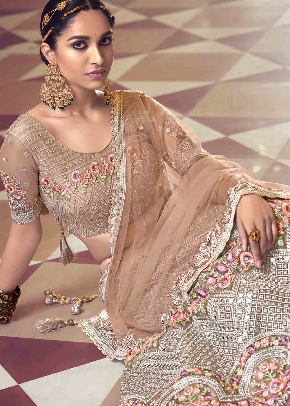 Brandy Rose Brown Net Lehenga Choli