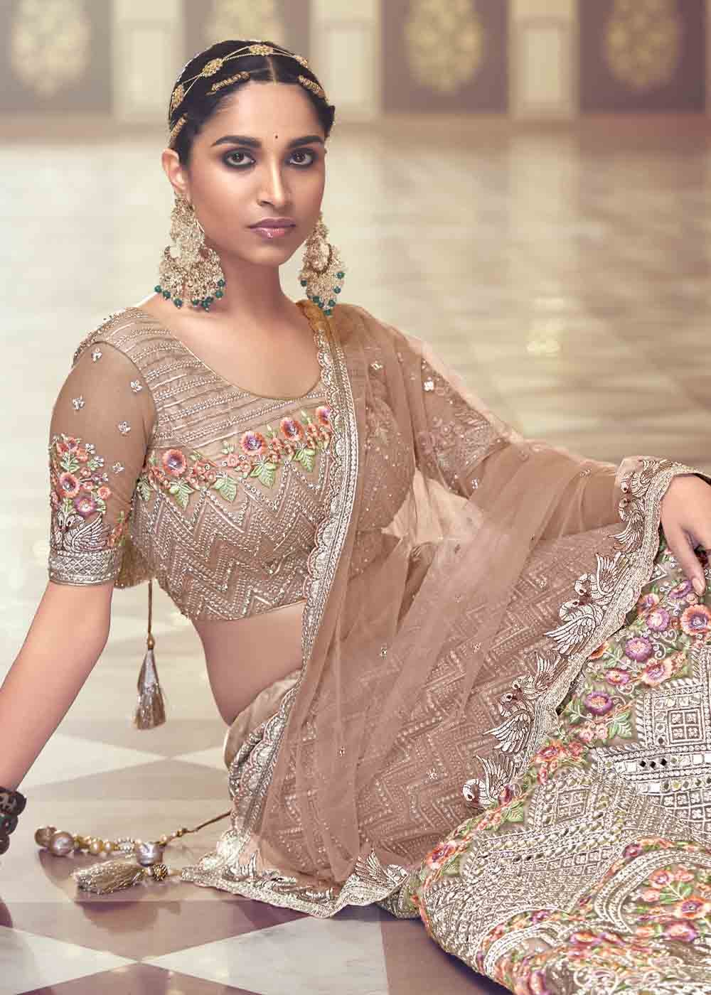 Brandy Rose Brown Net Lehenga Choli