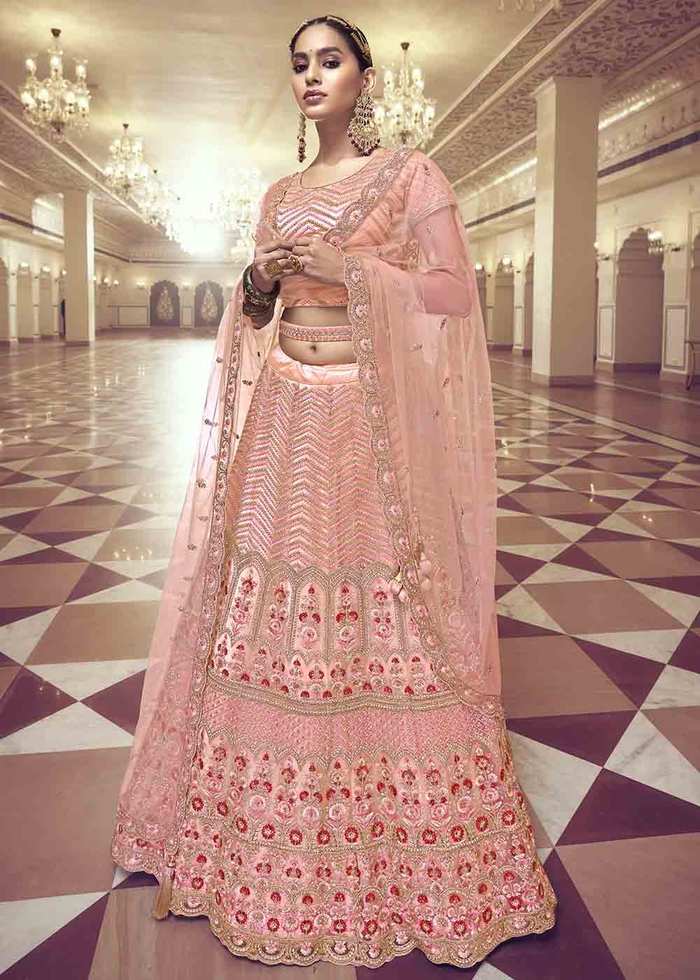 Petite Pink Net Lehenga Choli