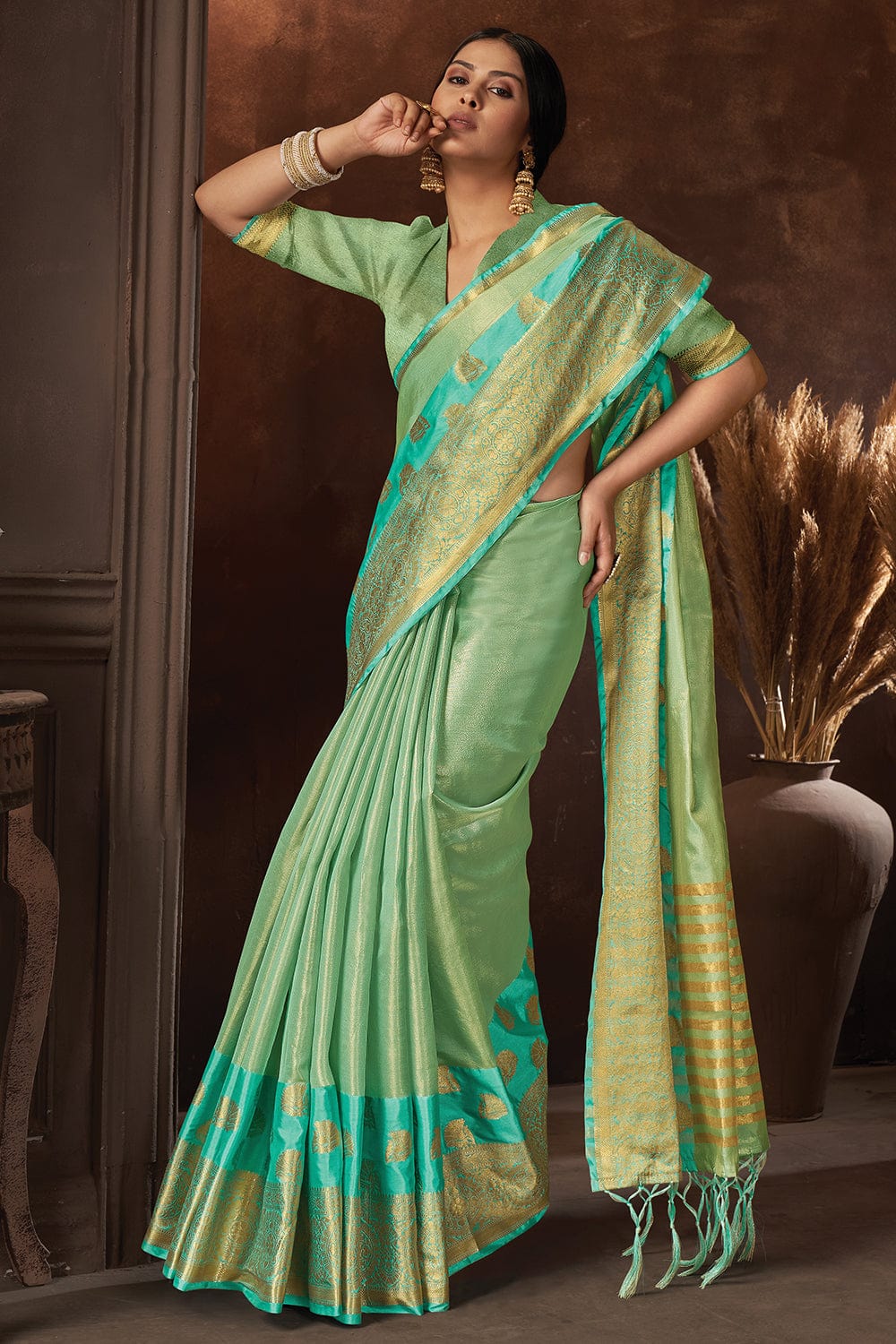 Shadow Green Organza Saree